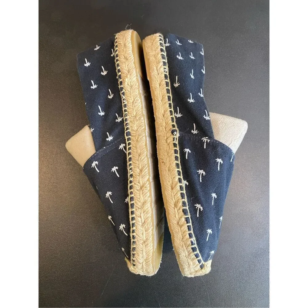 Sam Edelman Navy Palm Tree Espadrille Sandal Flats Size 8